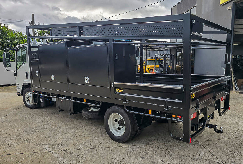 Custom truck toolbox storage for trade vehicles